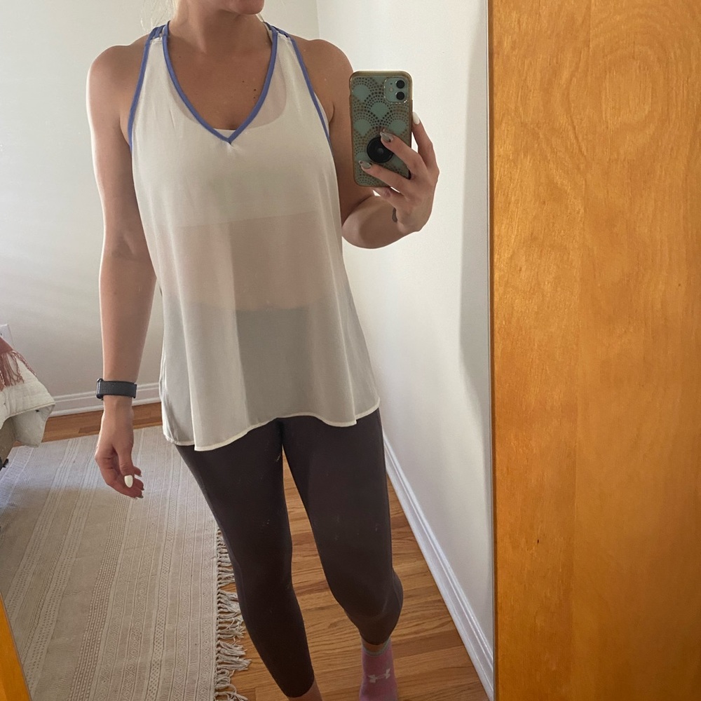 White and purple racer back tank